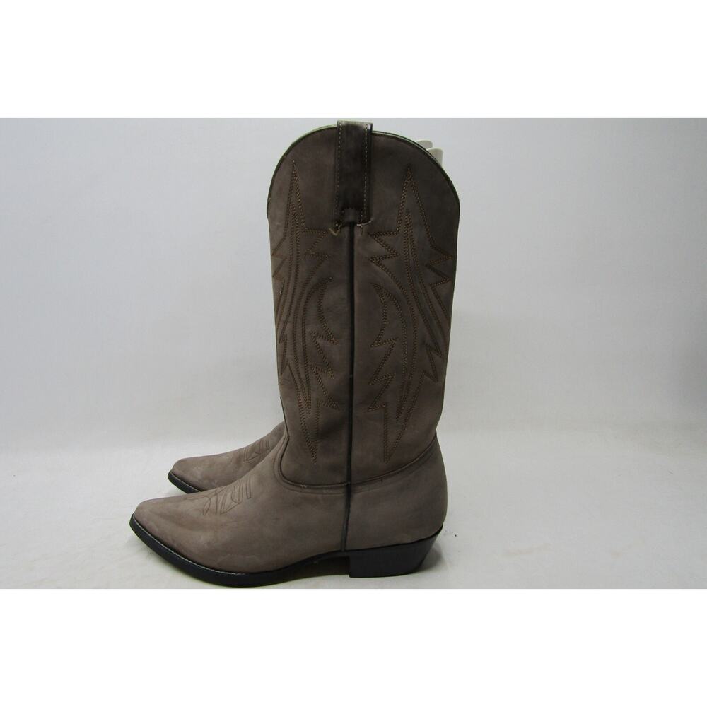 Bonanza Mens Size 9.5 D Gray Brown Soft Leather Western Cowboy Boots
